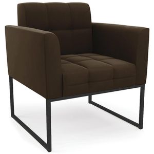 Poltrona Decorativa Base Industrial Preto Ana Suede Marrom - Ibiza