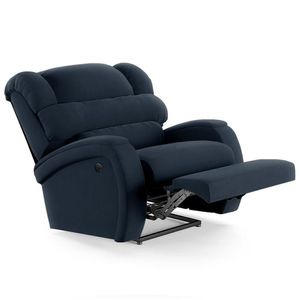 Poltrona Do Papai Reclinável Kalie Power Elétrica Fh9 Veludo Azul - Mpozenato