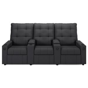 Poltrona De Cinema Reclinável 3 Lugares Baú Usb Mallie Fh9 Veludo Cinza - Mpozenato
