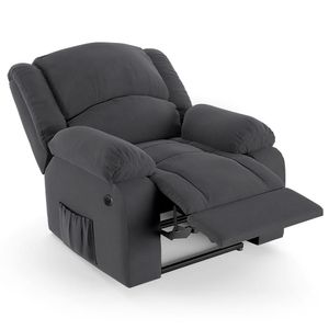 Poltrona Do Papai Reclinável Pietra Power Elétrica Fh9 Veludo Cinza - Mpozenato