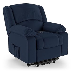 Poltrona Do Papai Reclinável Pietra Elevação Lift Elétrico Fh9 Pu Azul - Mpozenato