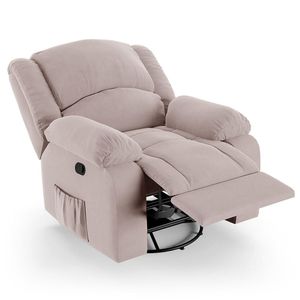 Poltrona Do Papai Reclinável Pietra Glider Giratória Massagem Fh9 Veludo Rosê - Mpozenato