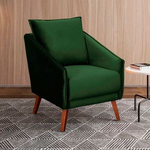 Poltrona Para Sala E Escritório Decorativa Ellen Veludo Verde