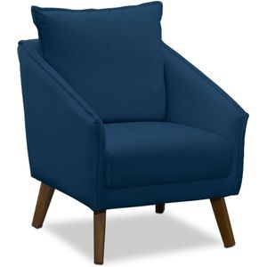 Poltrona Para Sala E Escritório Decorativa Ellen Veludo Azul Marinho