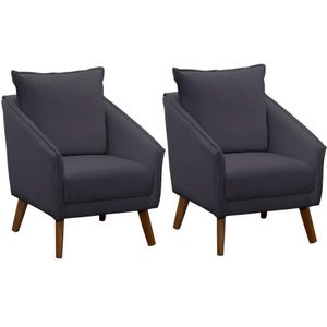 Kit 2 Poltronas Para Sala E Escritório Decorativas Ellen Veludo Cinza