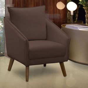 Poltrona Para Sala E Escritório Decorativa Ellen Veludo Marrom