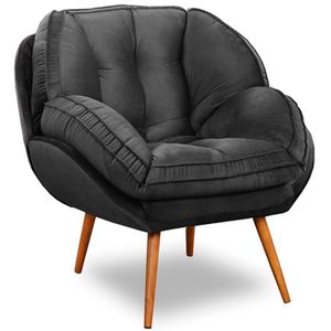 Poltrona Para Sala E Escritório Decorativa Vitória Veludo Cinza
