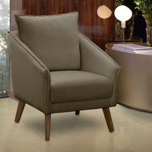 Poltrona Para Sala E Escritório Decorativa Ellen Veludo Castor