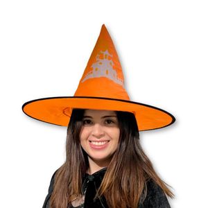 Chapéu De Bruxa Happy Halloween Cor Laranja
