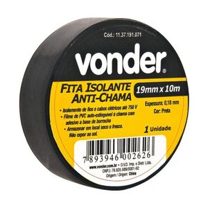 Fita Isolante Vonder Plus 19,0 Mm X 10 M Preta