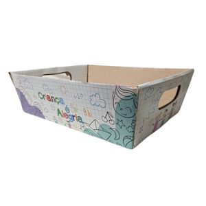 Cesta De Papel Bandeja Criança é Alegria 23cm X 16cm X 8cm