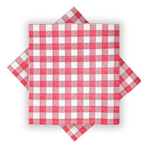 Guardanapo De Papel Xadrez Vermelho 30cm X 31cm -50 Unidades