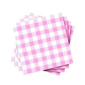 Guardanapo De Papel Xadrez Rosa 20cm X 21cm - 50 Unidades