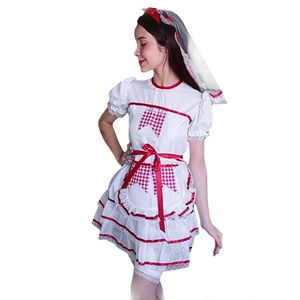 Vestido Festa Junina Noiva Infantil Bandeirinhas Com Véu Tamanho 4