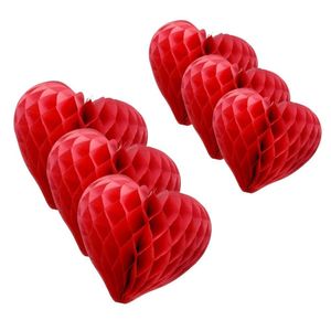Kit 6 Enfeite Coração Vermelho Colmeia Origami