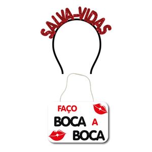 Kit De Festa Salva-vidas Boca A Boca Com Tiara E Plaquinha