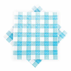 Guardanapo De Papel Xadrez Azul Claro 20cm X 21cm - 50 Un