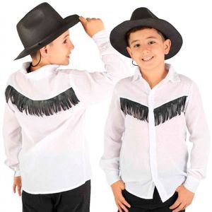 Camisa Festa Junina Country Juvenil Manga Longa Franjado Tamanho 6