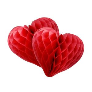 Kit Decorativo 3 Coração Vermelho Colmeia Origami - 25cm