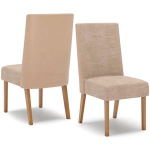 Kit 2 Cadeiras Estofadas Anne Corano Bege Suede Creme Henn