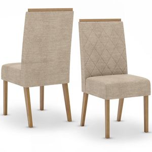 Kit 2 Cadeiras Sala De Jantar Nina Suede Creme Henn