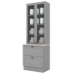 Cristaleira 2 Portas 2 Gav 72 Cm C357 Americana Cinza Calcare Henn