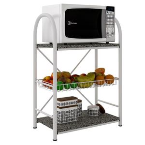 Fruteira C/ 2 Prateleiras Granito 1 Cesto Aço Carbono Isla Branco