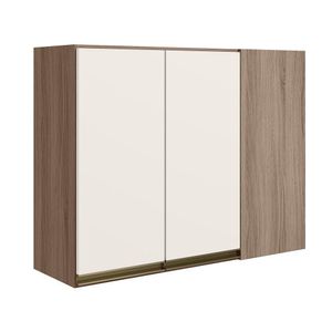 Armario Canto Reto 2 Portal Mdf 89cm Kali 12213 Carvalho Toq Off White Cetim Nicioli