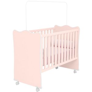 Berço Infantil Mdp Com Rodízios Doce Mel Rosa Acetinado