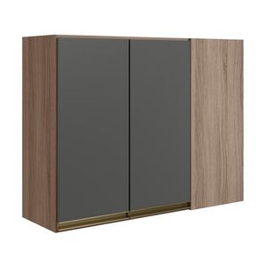 Armario Canto Reto 2p Mdf 89cm Kali 12213 Carvalho Toq Chumbo Nicioli