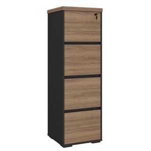 Armário Para Escritório Com 4 Gavetas E Chave Arquivo Nogal/preto