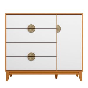 Cômoda Sapateira 4 Gavetas 1 Porta 100% Mdf Cauê Cinamomo/branco