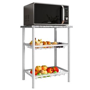 Fruteira C/ Tampo Granito 2 Cestos Aço Carbono Carol Cromo Branco