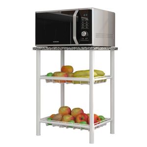 Fruteira Com Tampo Granito 2 Cestos Aço Carbono Carol Branco