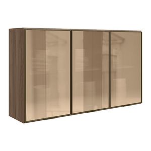 Armario Aereo 3 Portas Vidro Mdf 120 Cm Kali 1219763 Carvalho Toq Nicioli