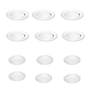 Combo Para Jantar 6 Pratos Rasos + 6 Pratos Sobremesa Pearl Bolinha Wolff Transparente