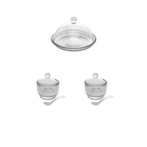 Kit Queijeira + 2 Potes Vidro Pearl Bolinha Wolff