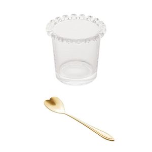 Kit Porta Colher + 4 Colheres Café | Chá Coração Dourado