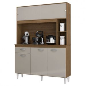 Cozinha Compacta Duda Em Mdp 5 Portas 1 Gaveta Poquema Castanho Off White