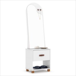 Toucador Organic Com Espelho 1 Gaveta E Nicho Ej Móveis Branco