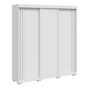 Guarda Roupa Noruega Casal 3 Portas De Correr Ripado E 4 Gavetas Linhamobilia Branco