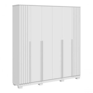 Guarda Roupa Emirados Casal 6 Portas Ripado E 4 Gavetas 100% Mdf – Linhamobilia Branco