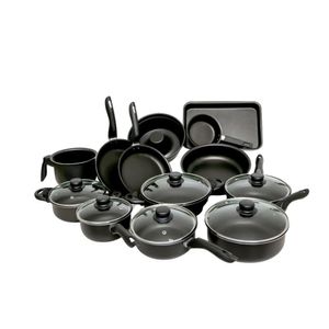 Conjunto Panelas Antiaderente Com Tampa De Vidro 13 Peças - Preto