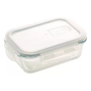 Kit 2 Potes Vidro Hermético Marmita Mantimentos Cinza Tampa 640ml