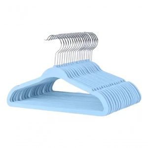 Kit 10 Unidades Cabide Infantil Kid Veludo Azul 28cm
