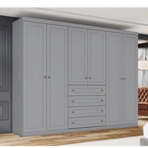 Guarda Roupa Henn Americano 6 Portas 4 Gavetas D205-05 Cinza
