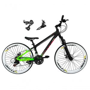 Bicicleta Aro 26 Vikingx Tuff X44 Preto/verde 21v Câmbios Shimano Tz Freio A Disco Aros Vmaxx Brancos