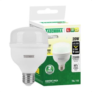 Kit 10 Lâmpadas High Led Tkl 20w Taschibra E27 Bivolt 3000k Quente