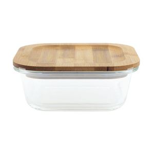 Pote De Vidro Quadrado 800ml Tampa De Bambu Oikos