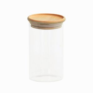 Pote De Mantimentos Redondo Empilhável 600ml Tampa Bambu Oikos